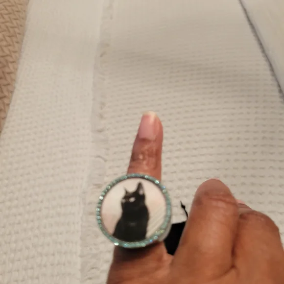 Marc By Marc Jacobs Black Cat Ring with Blue Accents - Picture 3 of 9